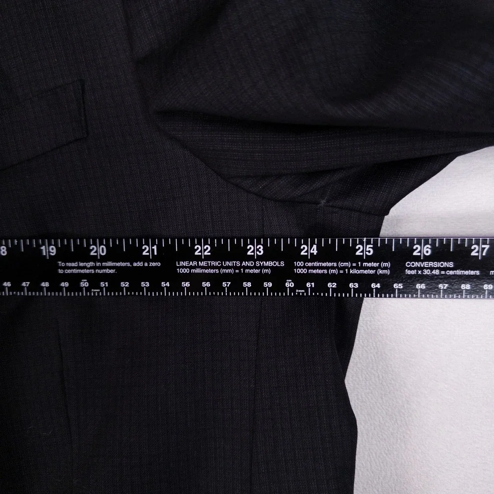 Rubin Luxury Mens Blazer 50T Black Pure Virgin Wool 2 Button Sport Coat Jacket